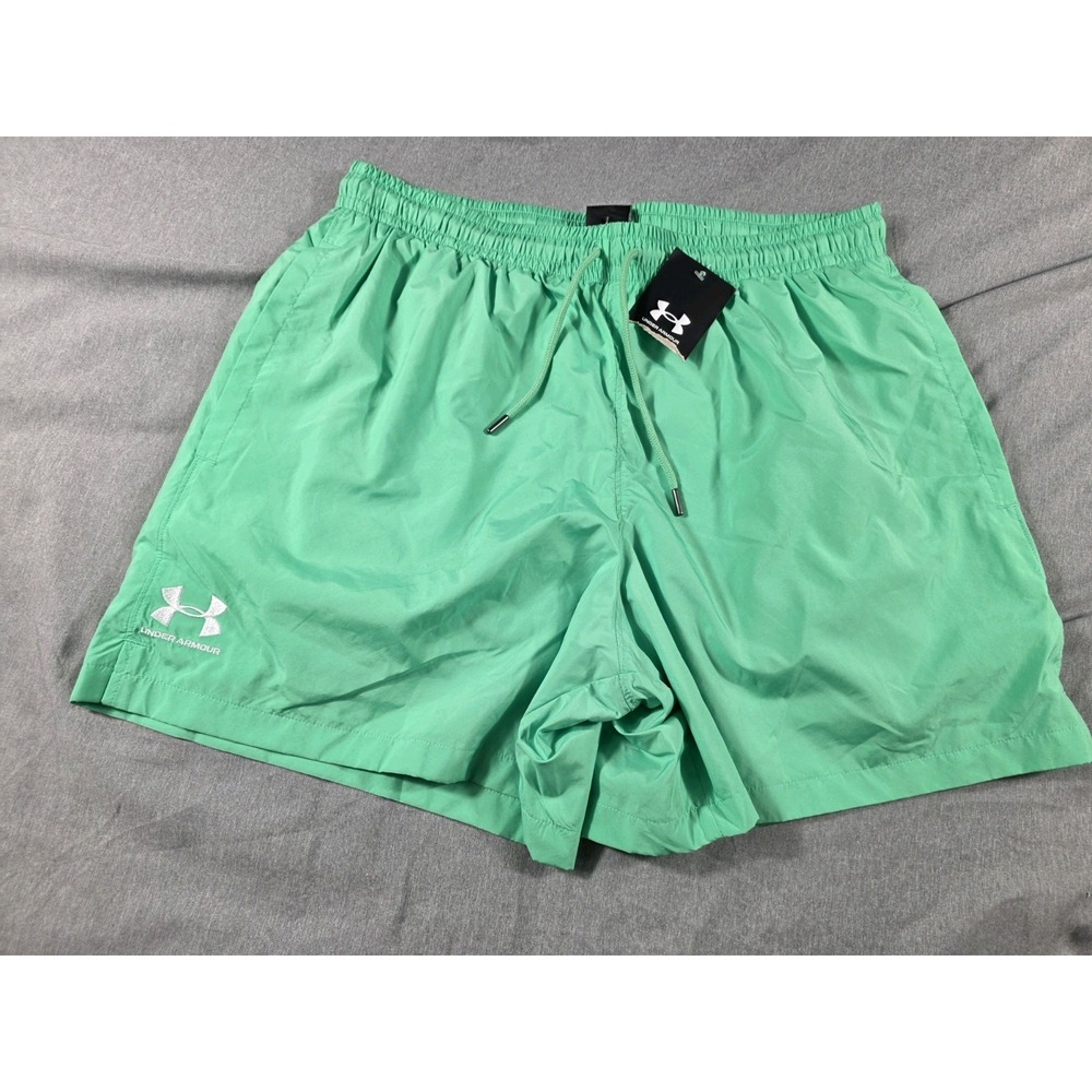 NWT Under Armour Loose Fit Woven Volley Shorts Full Mesh Lined Neon Green Large
